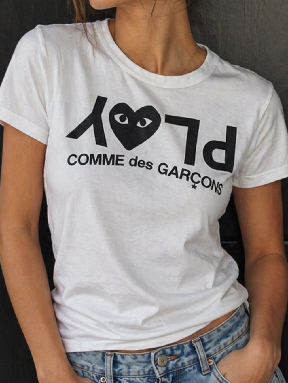 Comme des Garçons PLAY White Tee with Black Logo